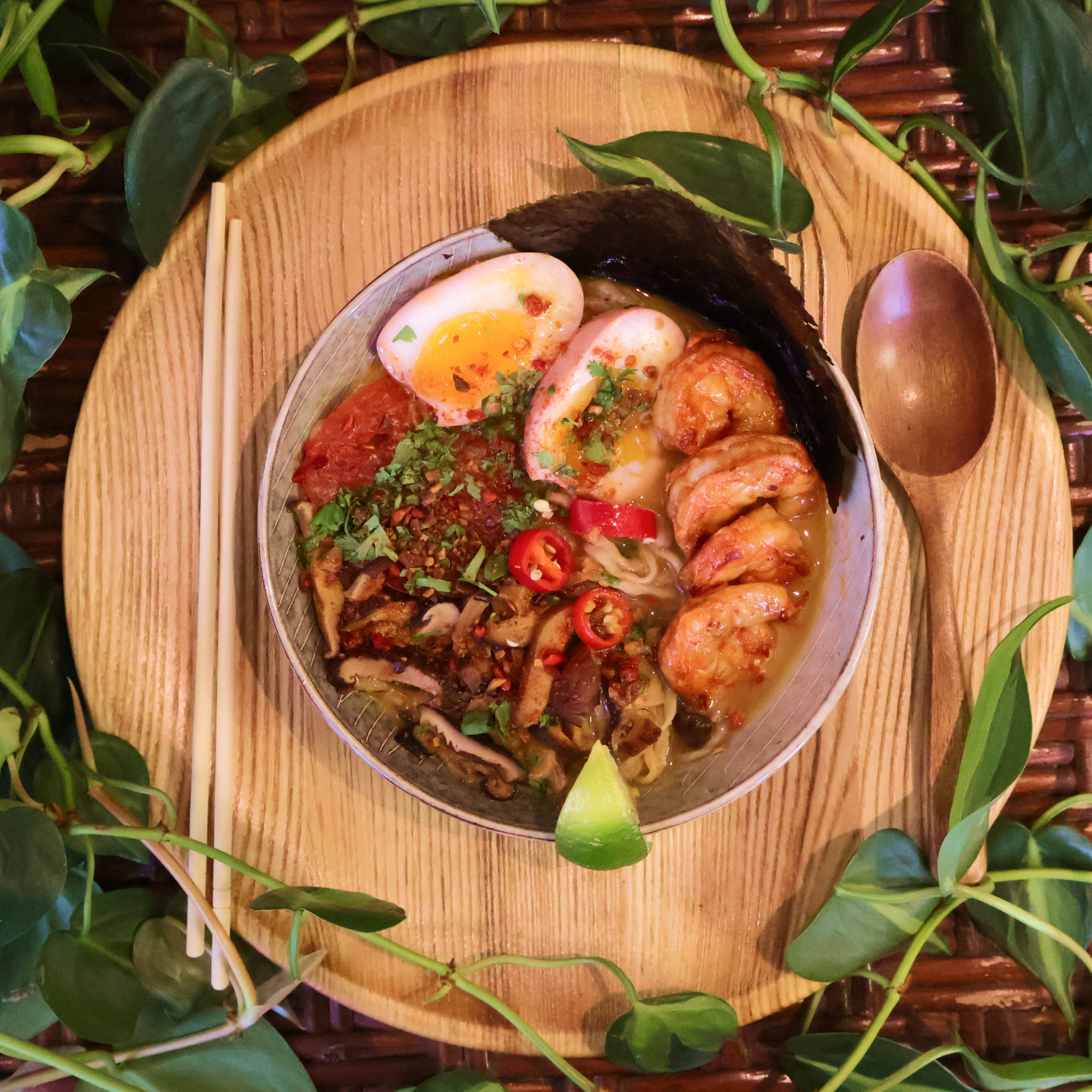 Tom Yum Ramen with Shrimp