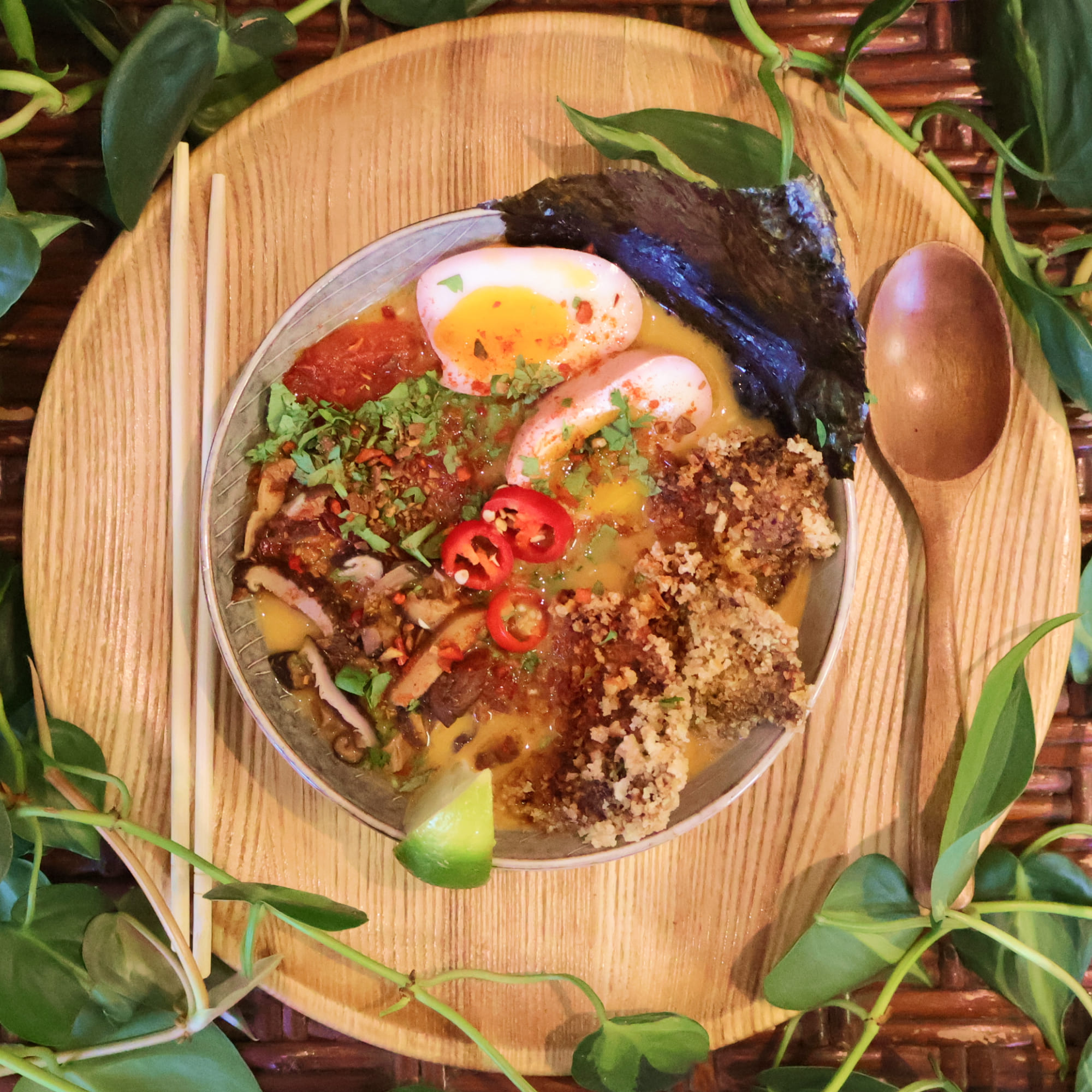 Tom Yam Ramen with nuggets