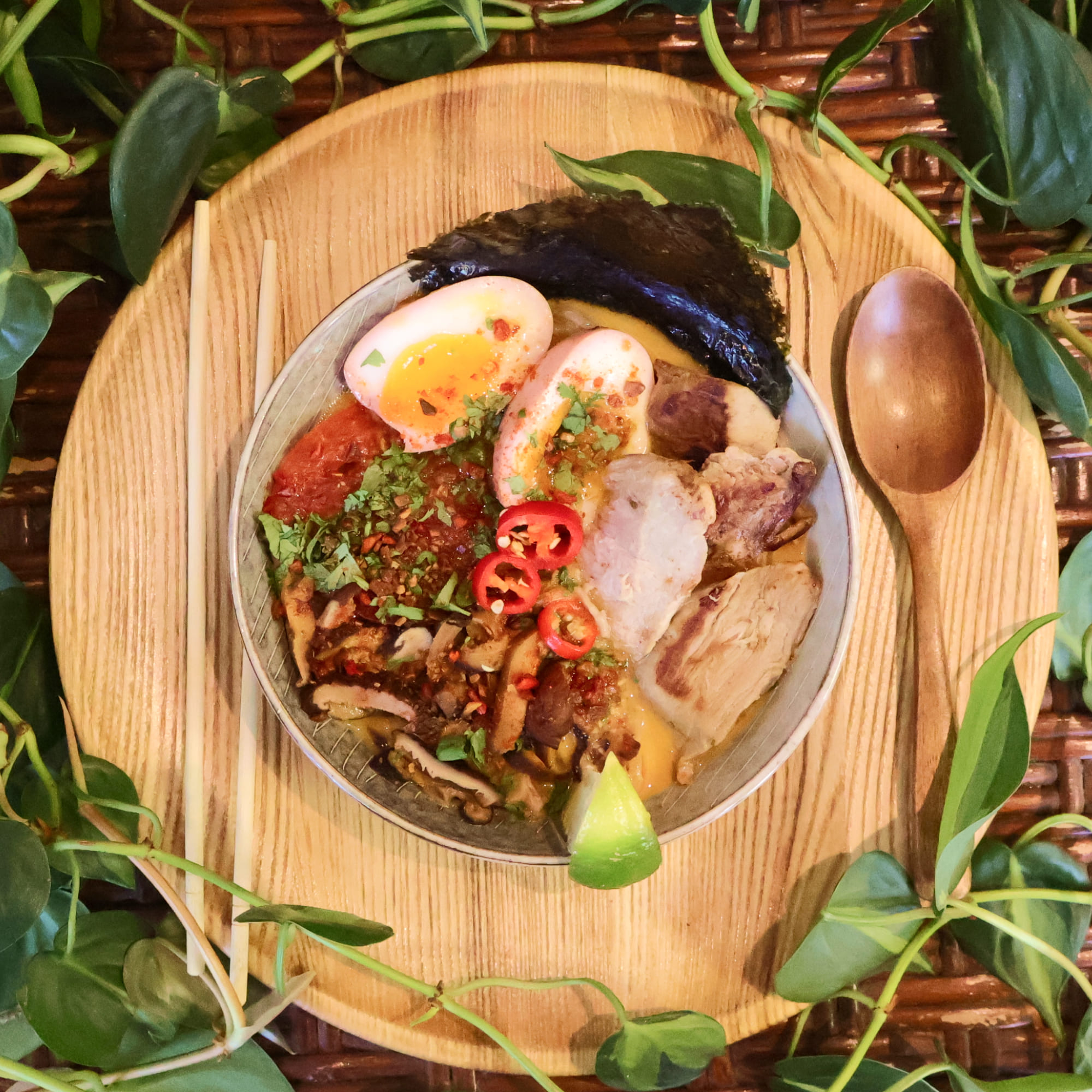 Tom Yum Ramen with pork